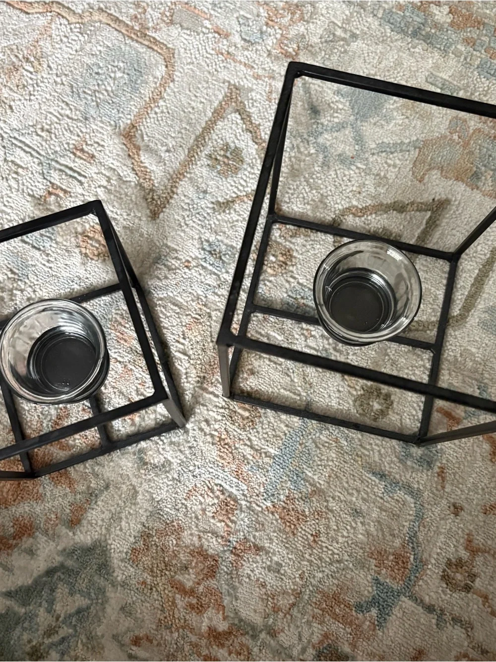 Target Black Metal Geometric Candle Holders with Glass Cups